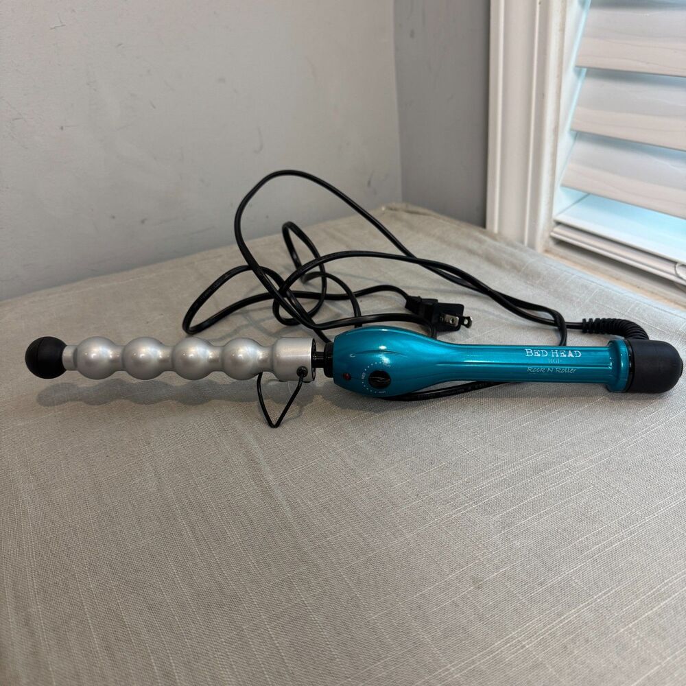 TIGI Bed Head Rock & Roller Bubble Wand Curling Iron Turquoise Blue Tested